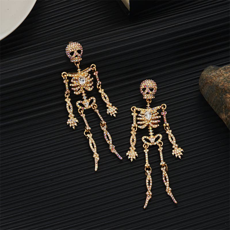 Sparkly Halloween Skeleton Earrings