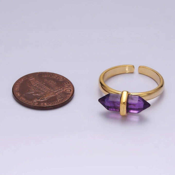 Gemstone Wand Ring 14K Gold Filled with natural healing crystal stone boho style