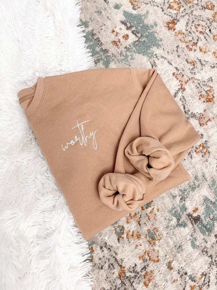 Worthy Embroidered Sweatshirt in a relaxed unisex fit for coastal boho souls