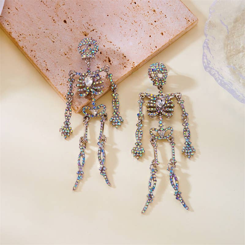 Sparkly Halloween Skeleton Earrings