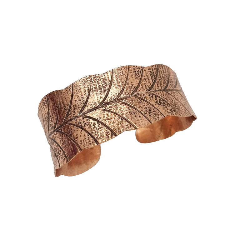 Handcrafted  Leaf Vine Pattern Copper Cuff