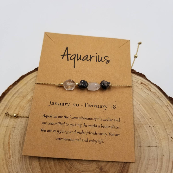 Natural stone handwoven Taurus constellation bracelet with zodiac card from Anchored Soul