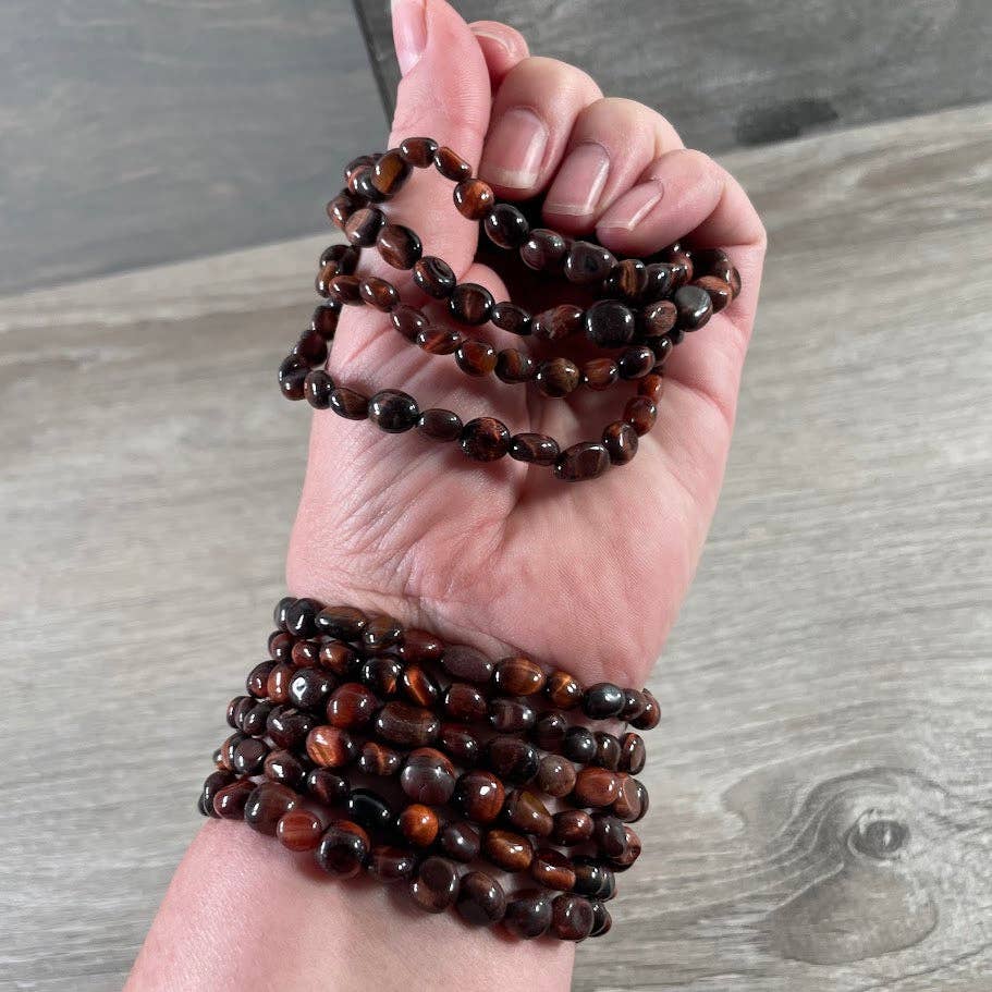 Healing crystal bracelet with natural nugget gemstones for boho spiritual layering