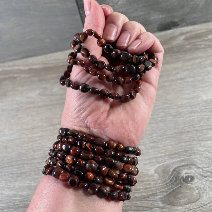 Healing crystal bracelet with natural nugget gemstones for boho spiritual layering