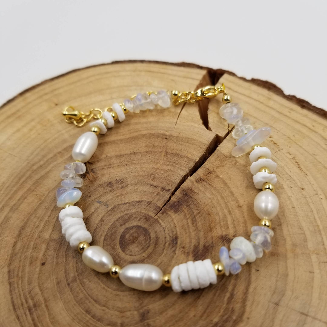 Natural Stone Freshwater Pearl Shell Bracelet