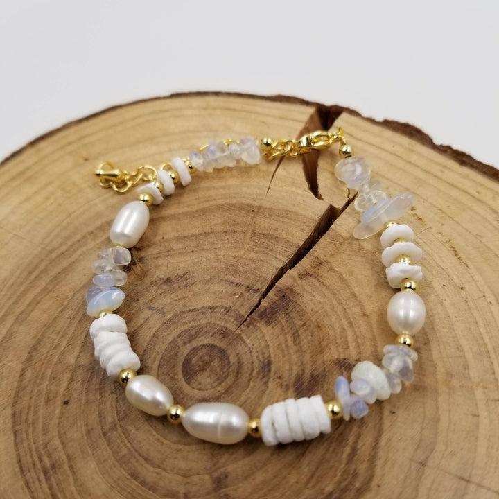 Natural Stone Freshwater Pearl Shell Bracelet
