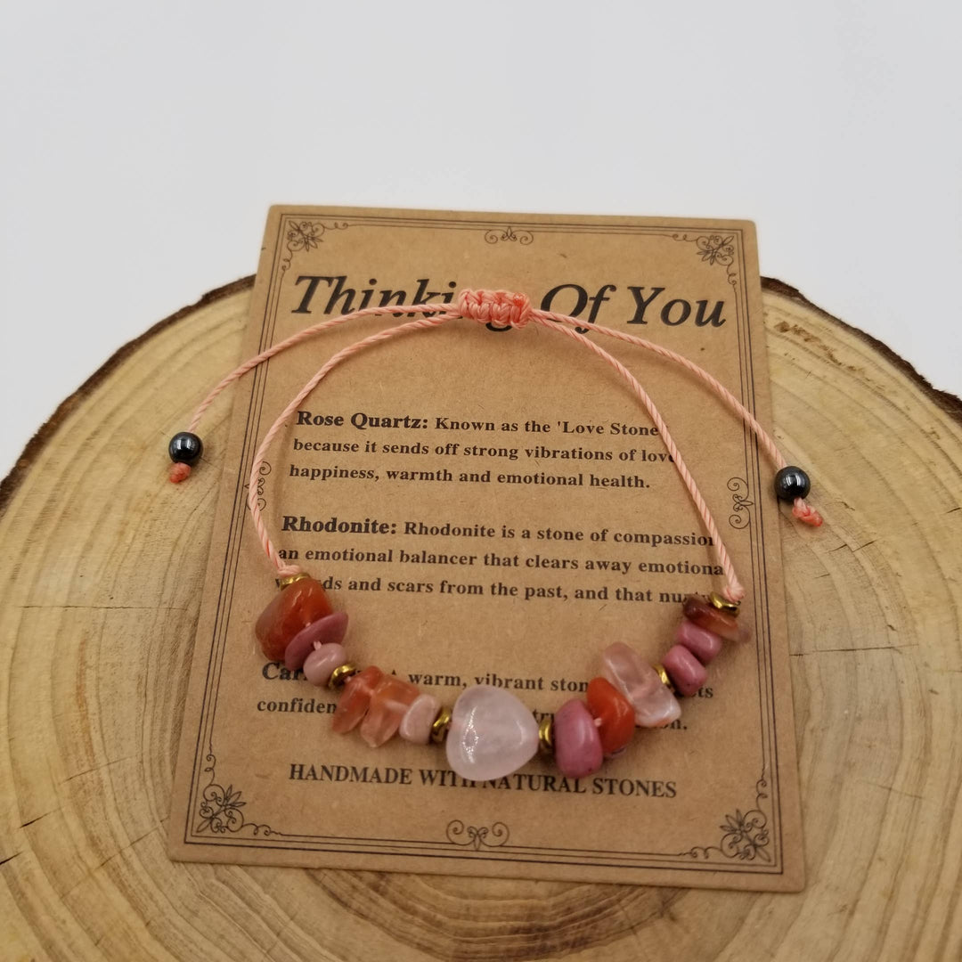 Thinking of You Natural Stone Heart Bracelet with throat chakra healing energy