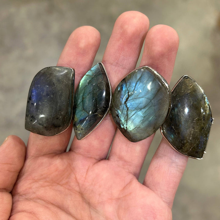 Adjustable Labradorite Ring with iridescent shimmer boho spiritual gemstone jewelry