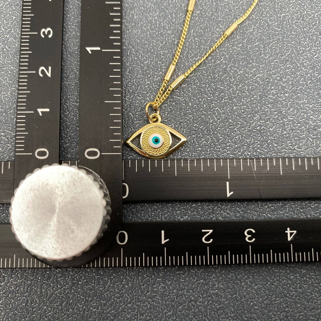 Enamel Evil Eye Charm 14K Gold Plated Necklace
