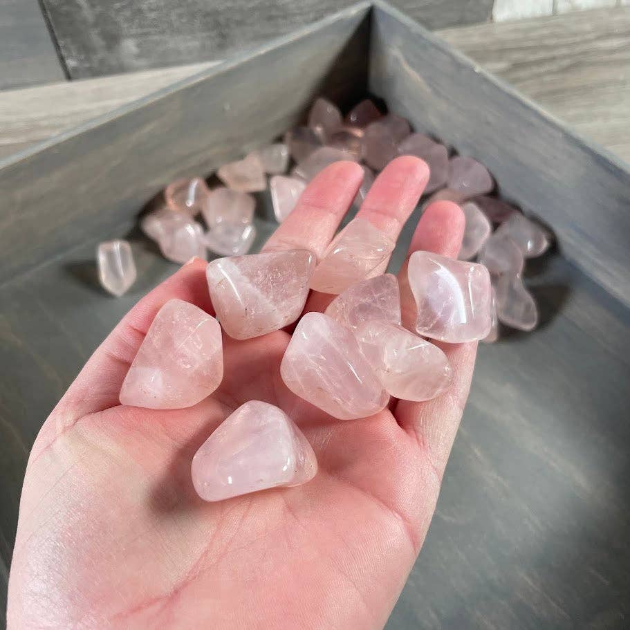 Rose Quartz Tumbled Stones bulk lot glowing with gentle heart chakra healing energy