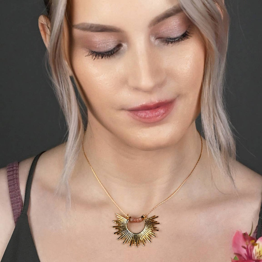 Golden Sun necklace with turquoise jasper heishi beads handmade coastal boho jewelry