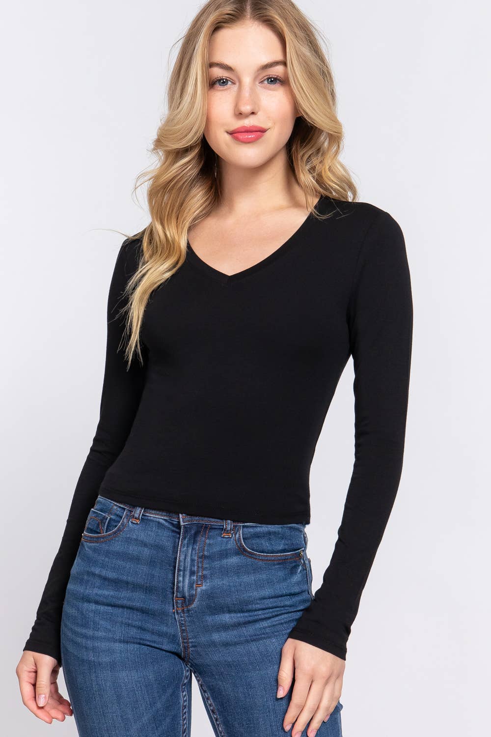 Fitted Long Sleeve V-Neck Crop Top for the free-spirited coastal bohemian soul
