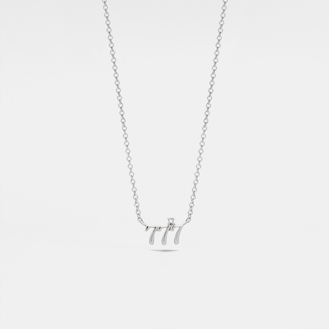 Dainty Angel Number Charm Necklace in gold plated sterling silver with spiritual energy