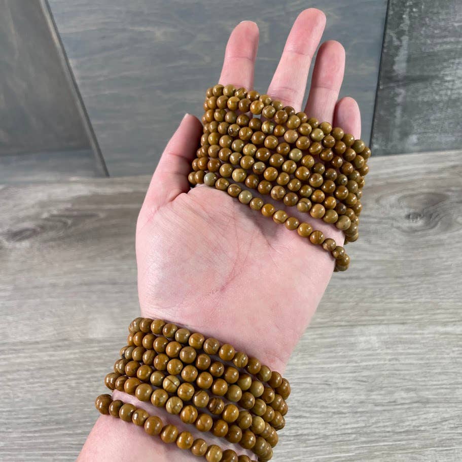 Healing crystal bracelets 6mm round natural gemstone stackable boho coastal jewelry