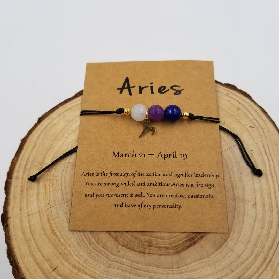 Chakra Zodiac Bracelet with charm and card for every zodiac sign