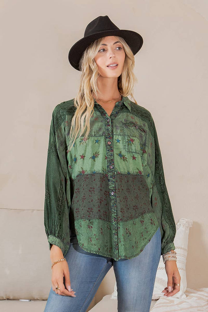 Long Sleeve Patchwork, Zodiac &amp; Constellation Design Top