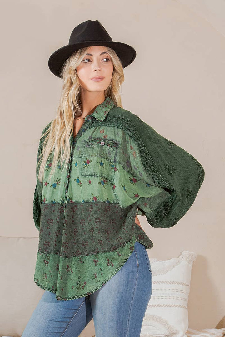Long Sleeve Patchwork, Zodiac &amp; Constellation Design Top