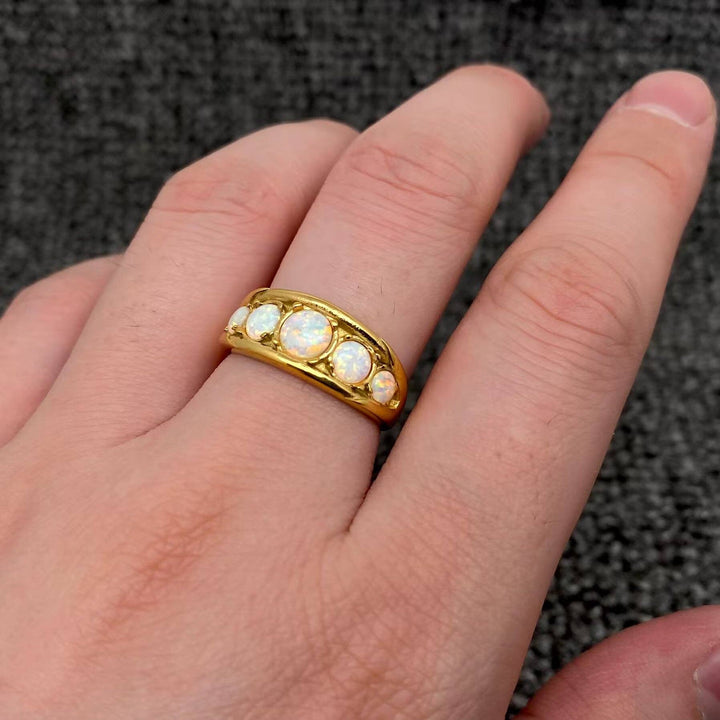 Opal 18K Gold Plated SS ring