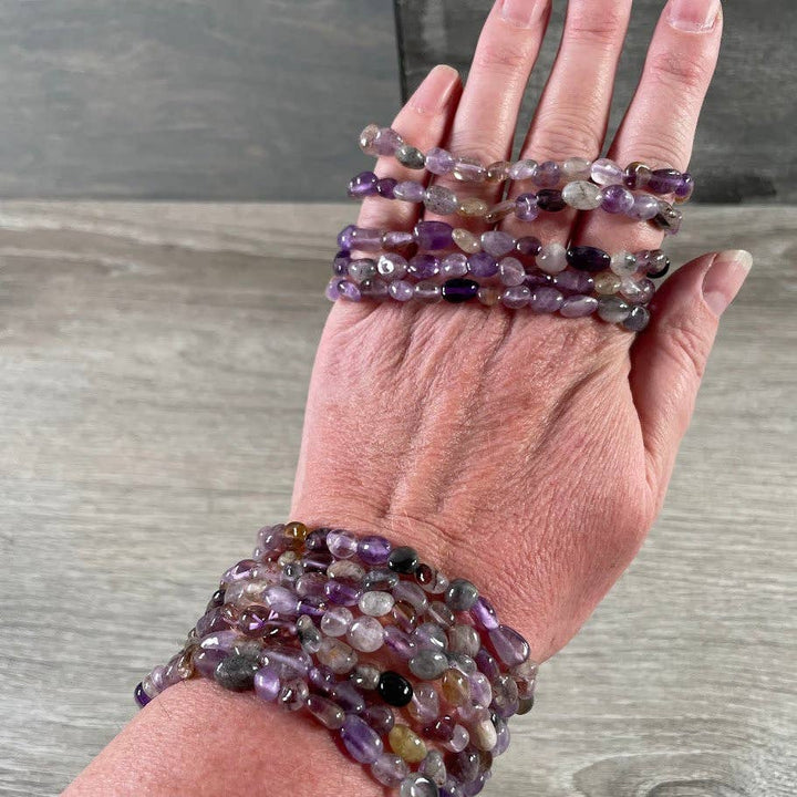 Healing Crystal Bracelets with natural nugget gemstones for boho spiritual layering