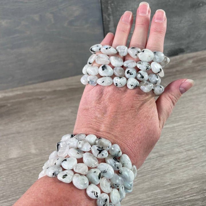 Healing crystal bracelet with natural nugget gemstones for boho spiritual layering
