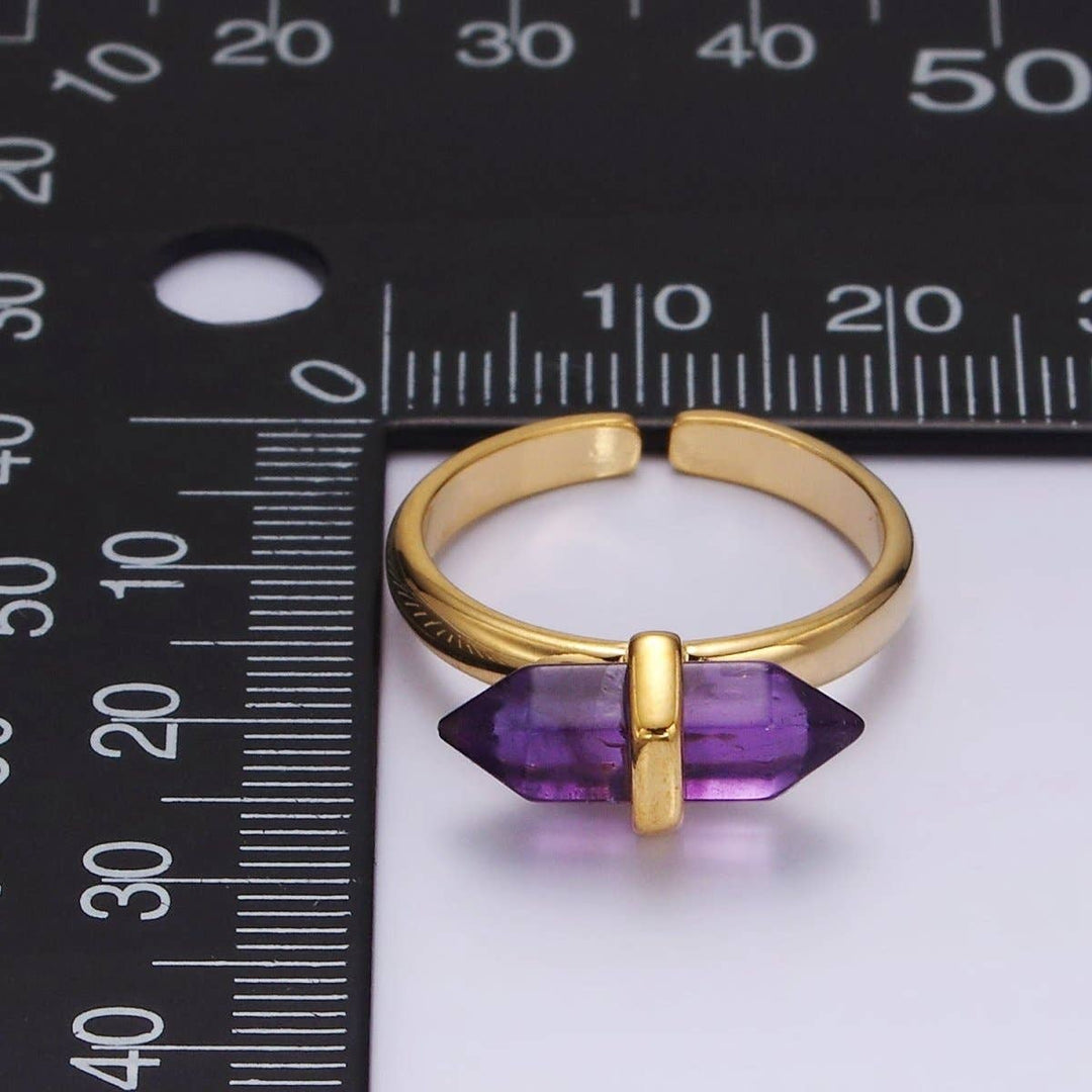 14K gold filled gemstone wand ring with natural healing crystal for boho stacking