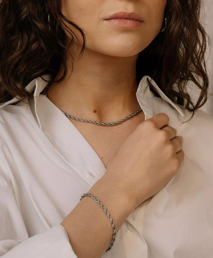 Rope Spiga Necklace Stainless Steel  14K Gold. Waterproof
