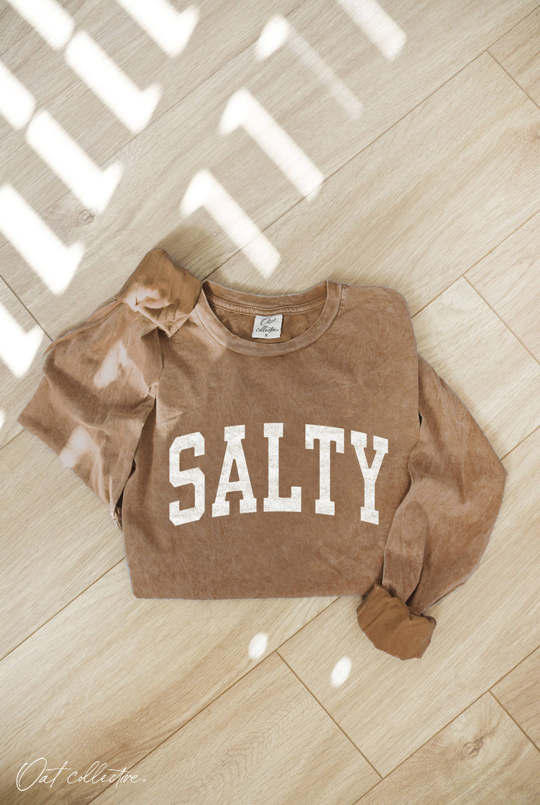 SALTY Mineral Washed Long Sleeve Graphic tee with relaxed coastal boho style