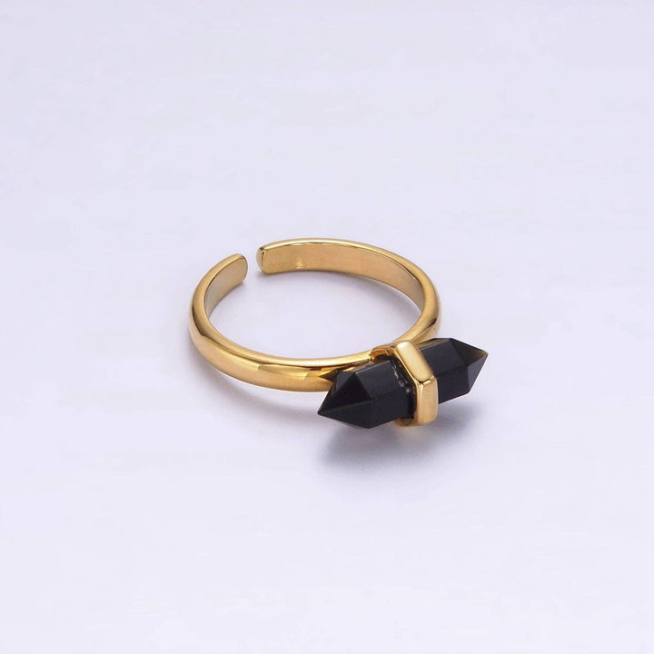 Adjustable Gemstone Wand Ring Gold Filled boho healing crystal stackable jewelry