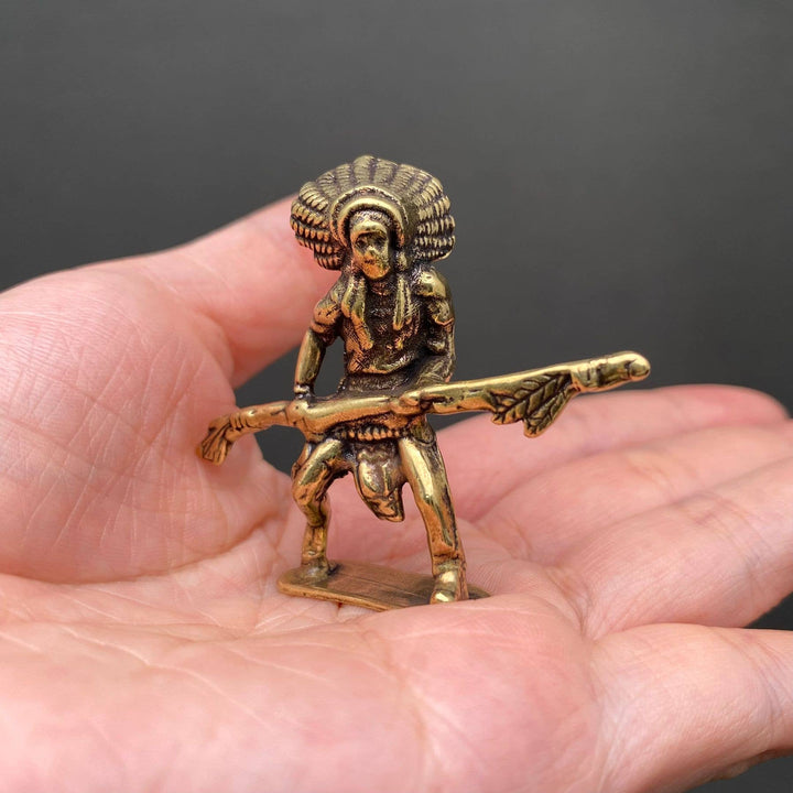 Brass Indian Warriors Desktop Ornament radiating grounding protection energy for sacred spaces