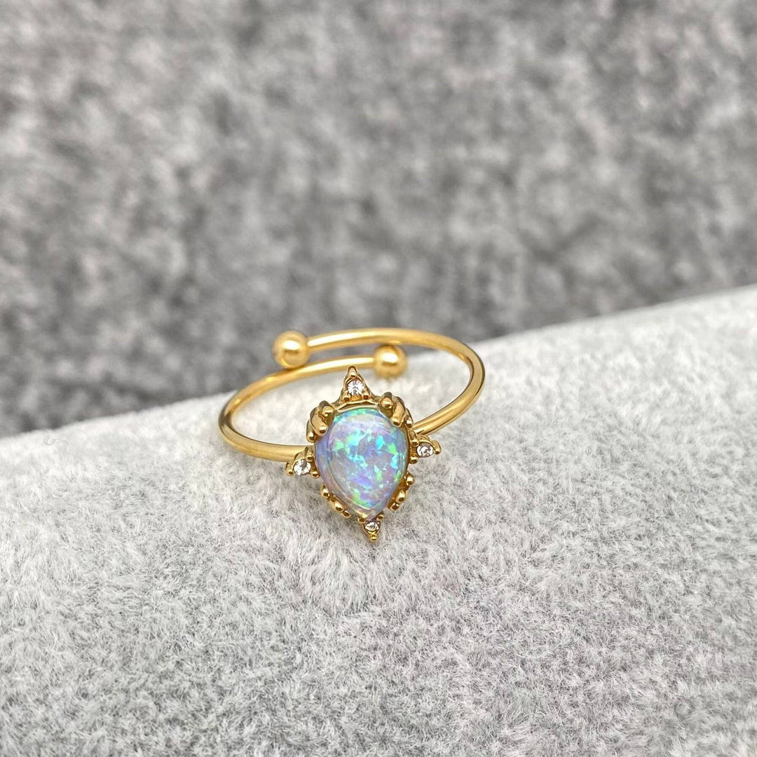 Lucky Opal Ring 18K gold plated stainless steel boho coastal jewelry