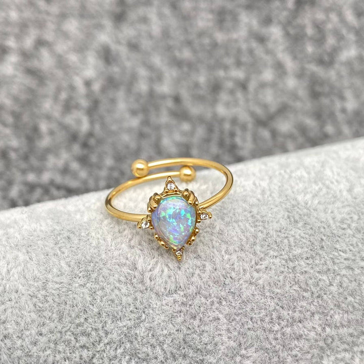 Lucky Opal Ring 18K gold plated stainless steel boho coastal jewelry