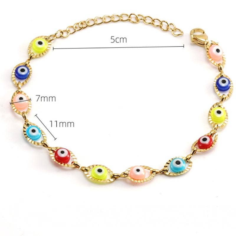 Evil Eye Bracelet 18K gold plated stainless steel boho protection jewelry coastal soul