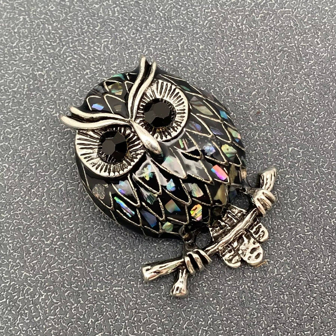 Enamel Owl Brooch
