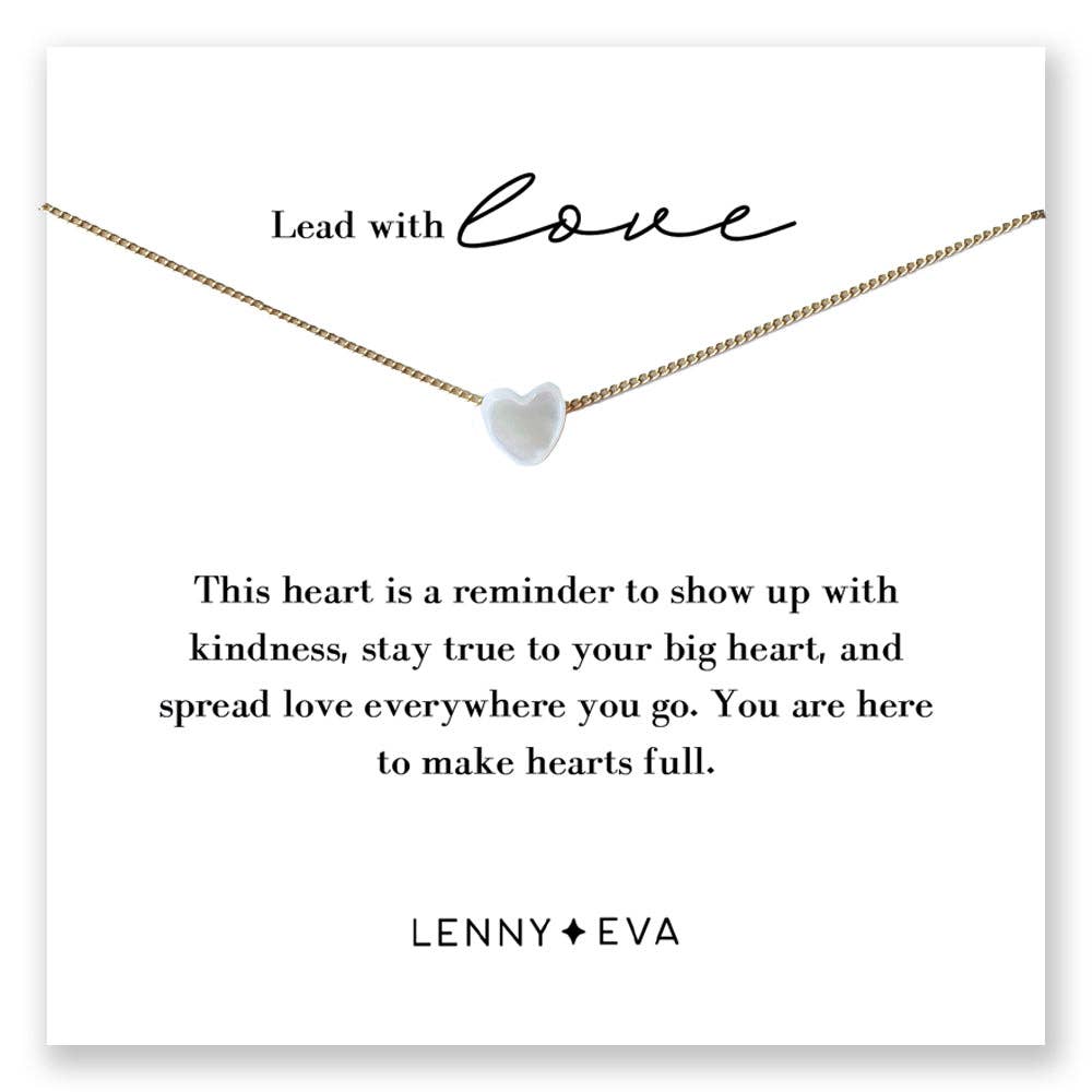 Mother of Pearl Heart Necklace on adjustable chain boho healing spiritual jewelry