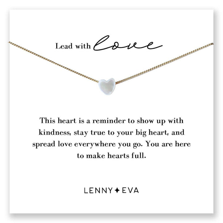 Mother of Pearl Heart Necklace on adjustable chain boho healing spiritual jewelry