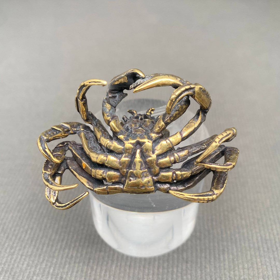 Brass hairy crab desktop ornament handcrafted spiritual decor for protection and grounding