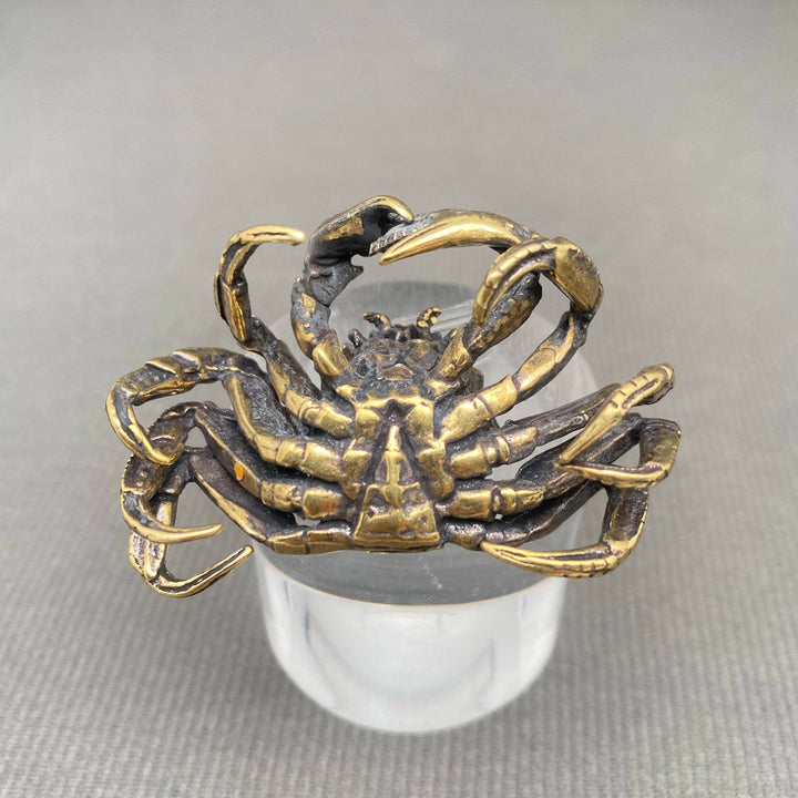 Brass hairy crab desktop ornament handcrafted spiritual decor for protection and grounding