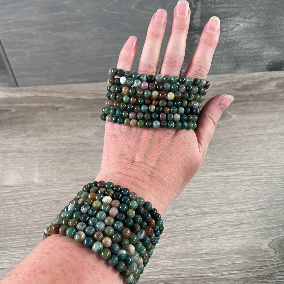 Healing crystal bracelet 6mm round natural gemstone boho stretch bracelet coastal jewelry