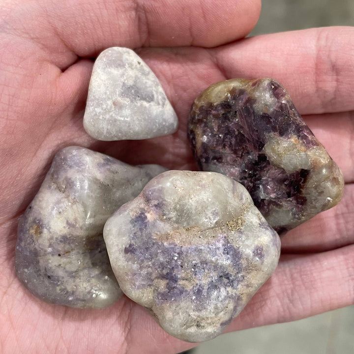 Lepidolite tumbled stones one pound bulk lot with soft lavender calming energy