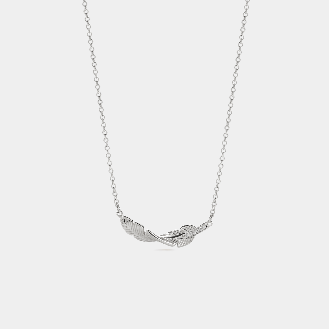 Feather Pendant Necklace in 925 Sterling Silver