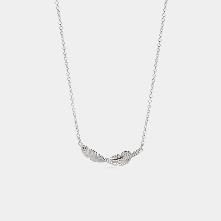 Feather Pendant Necklace in 925 Sterling Silver