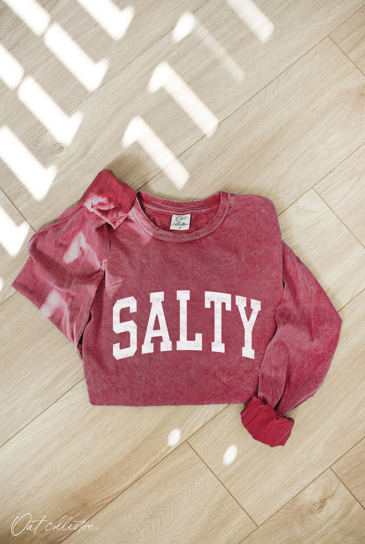 SALTY Mineral Washed Long Sleeve Graphic tee in relaxed boho coastal style