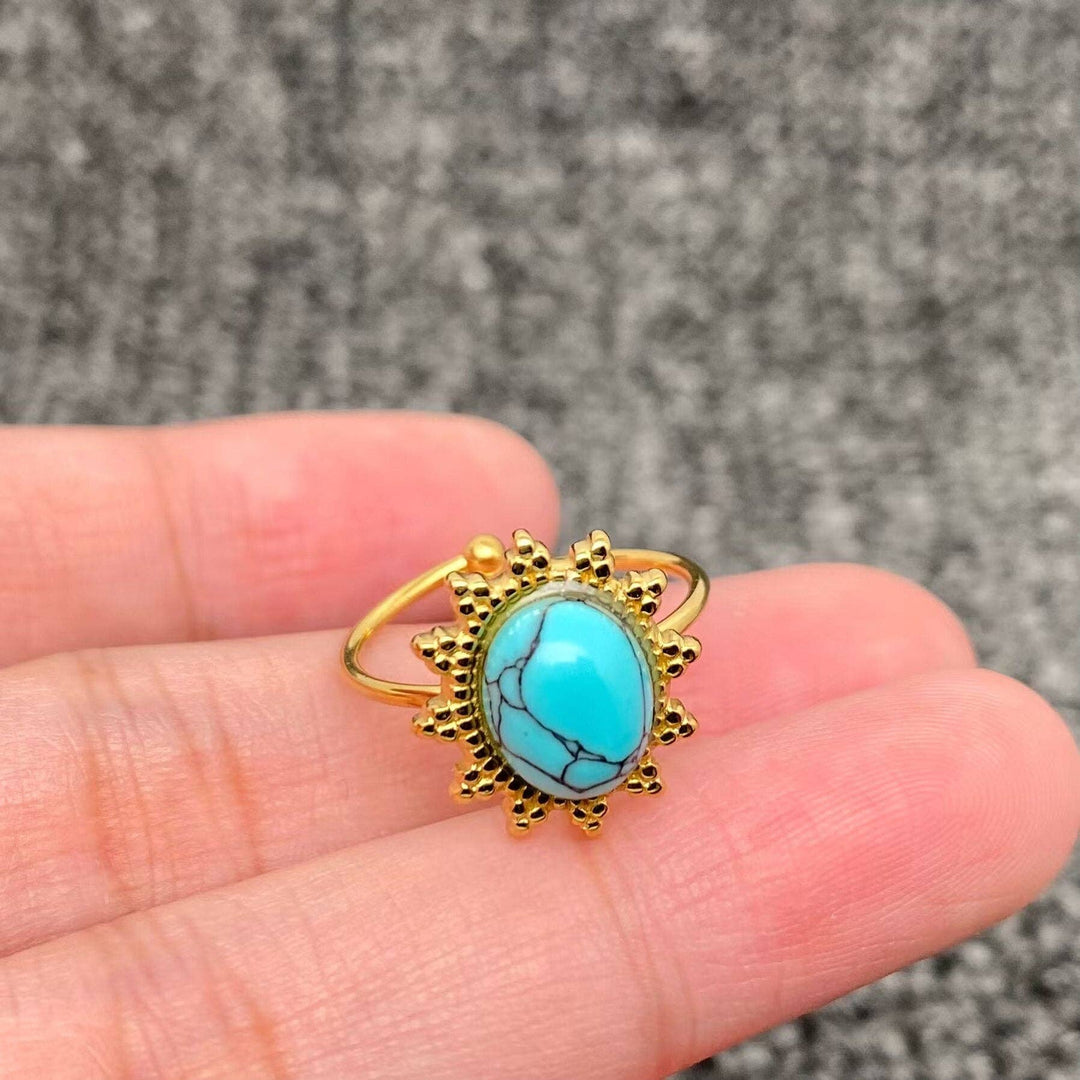 Healing Crystal 18K Gold Plated S.Steel Adjustable Ring