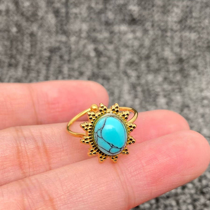 Healing Crystal 18K Gold Plated S.Steel Adjustable Ring