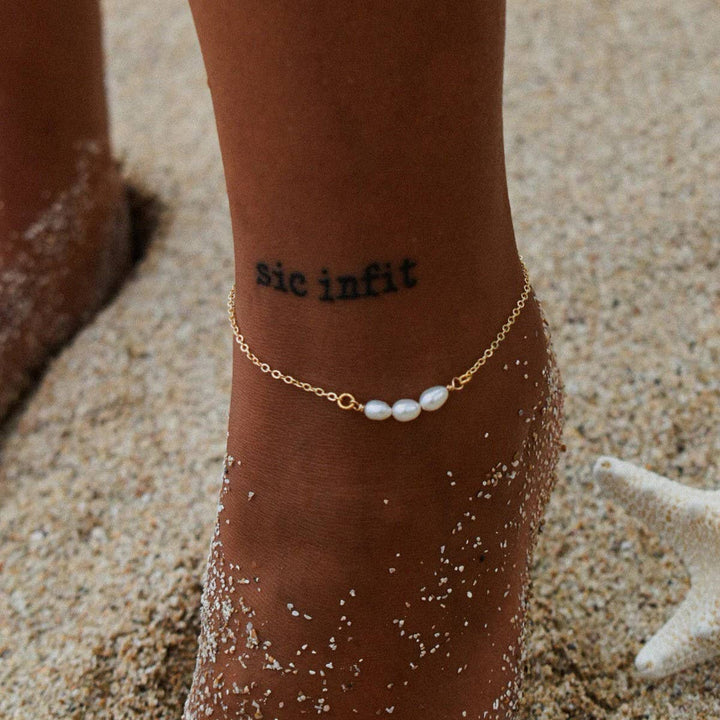 18K Gold Freshwater Pearl Anklet