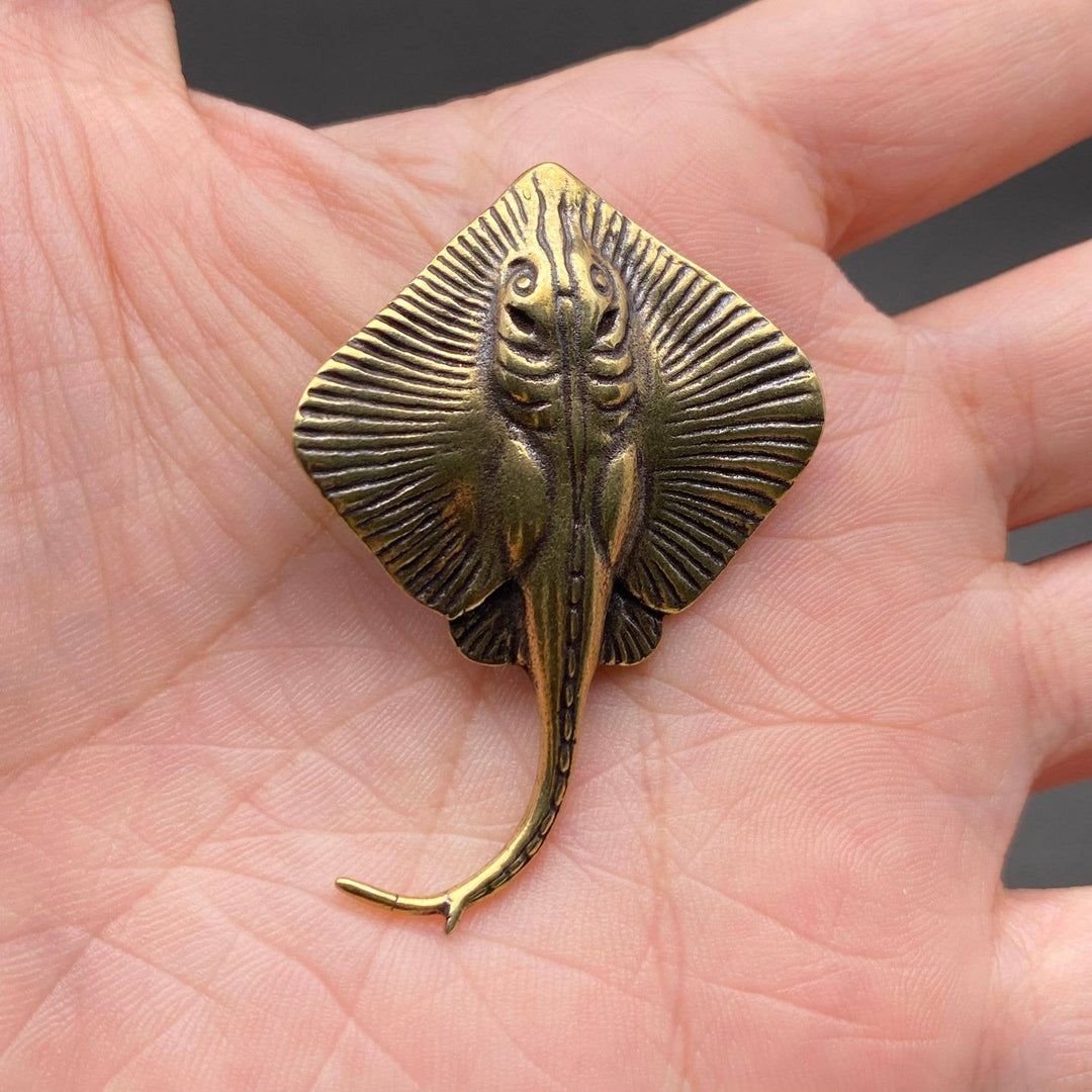 Brass Devil Ray Desktop Ornament handcrafted coastal boho decor for soulful spaces