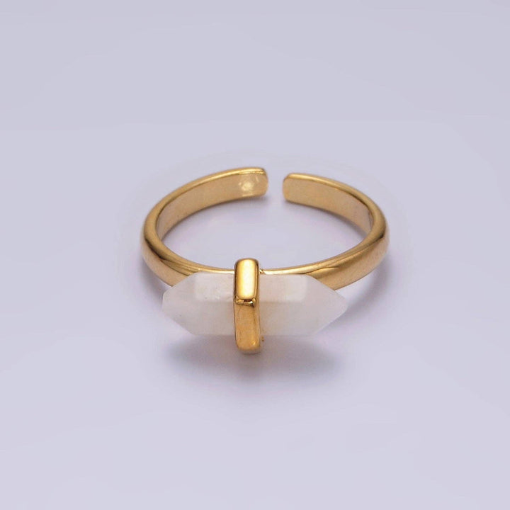 Gemstone Wand Ring 14K Gold Filled with healing crystal for boho coastal style
