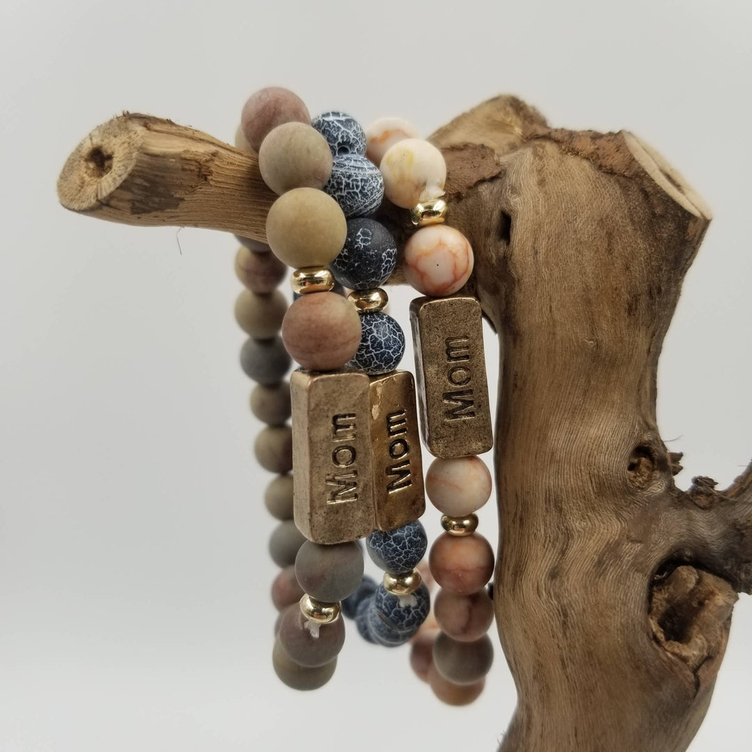 Pink MOM Stone Bracelet handcrafted gift for mothers from Anchored Soul Boutique