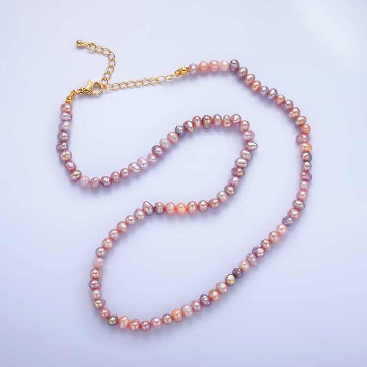 Mini Seed Purple Pink Freshwater Pearl Necklace for boho coastal layering