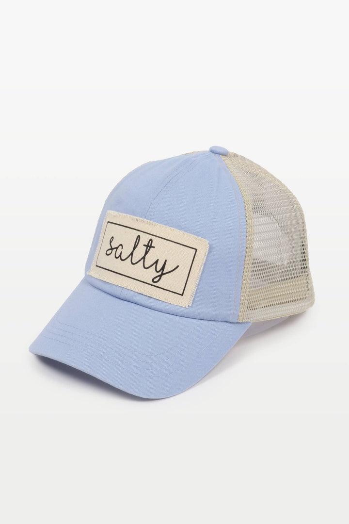 Salty Canvas Patch Mesh Back Baseball Cap for coastal boho beach vibes